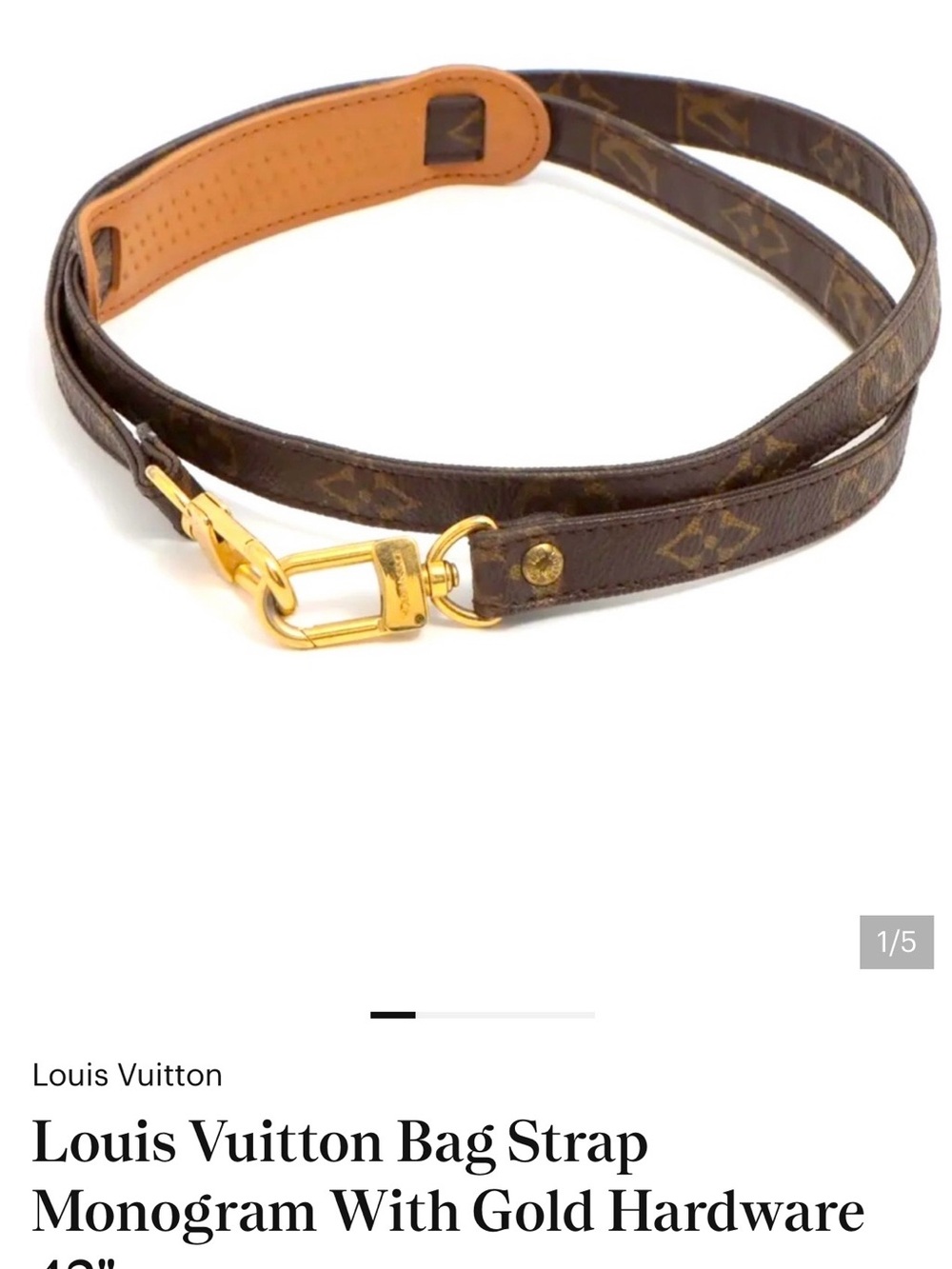 Louis Vuitton Monogram Brown and Tan Shoulder Strap with Gold Hardware
